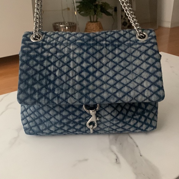 $298 Rebecca Minkoff Vintage Denim Quilted Flap Bag - Picture 3 of 10